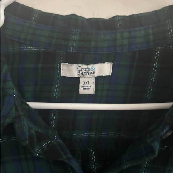Croft Barrow Shirt Green Plaid XXL Flannel Button Up   Grunge Christmas Holiday - Picture 4 of 5